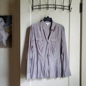 Charter Club Gray Button Down Shirt Size M 8-10